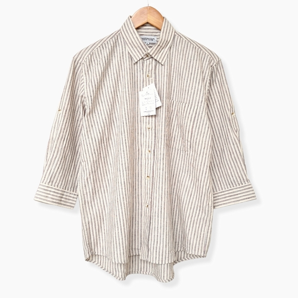 Size- M, natural woven striped unisex cotton shirt - Picture 6 of 9